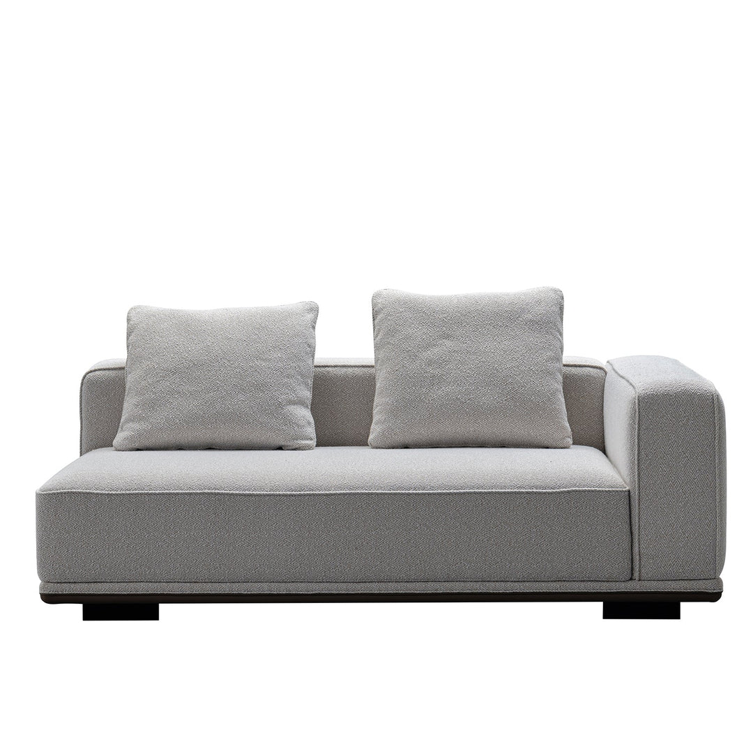 Scandinavian mixed weave fabric modular l shape sectional sofa eleganza 4+l in real life style.