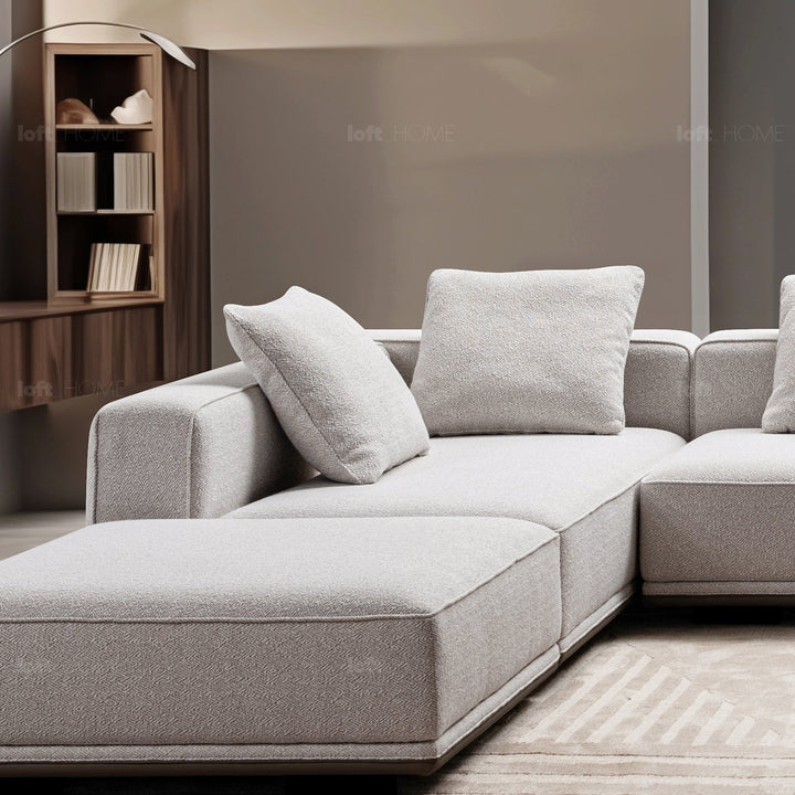 Scandinavian mixed weave fabric modular l shape sectional sofa eleganza 4+l in details.