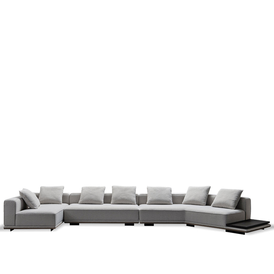 Scandinavian mixed weave fabric modular l shape sectional sofa eleganza 6+l in white background.