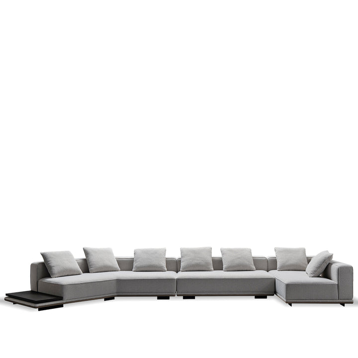 Scandinavian mixed weave fabric modular l shape sectional sofa eleganza 6+l in still life.
