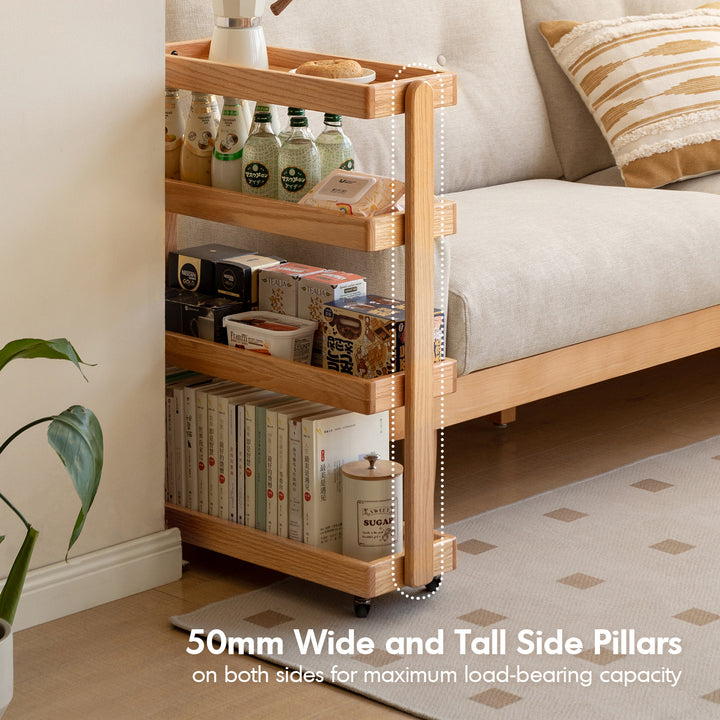 Scandinavian oak wood wheeled trolley side table mira situational feels.