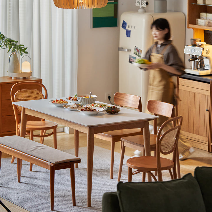 Scandinavian sintered stone dining table green conceptual design.