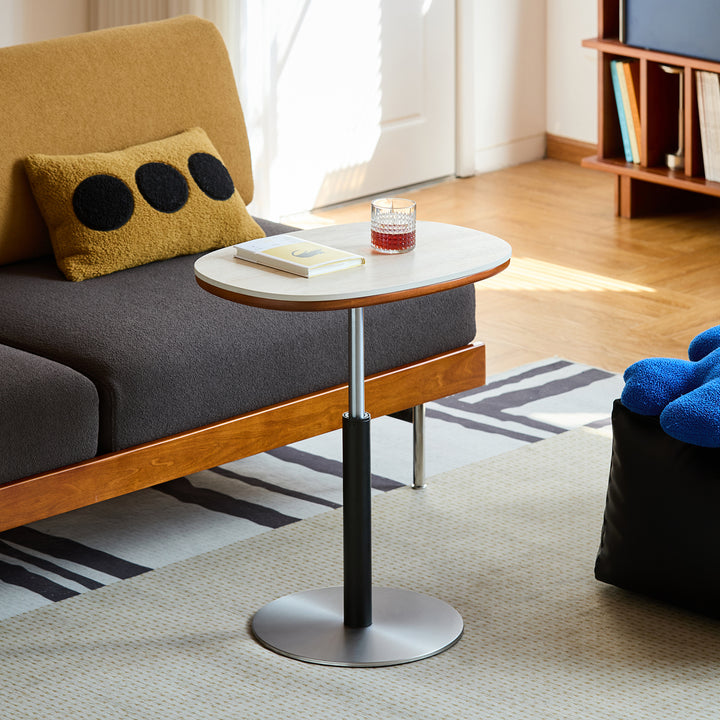 Scandinavian sintered stone height adjustable side table roman situational feels.
