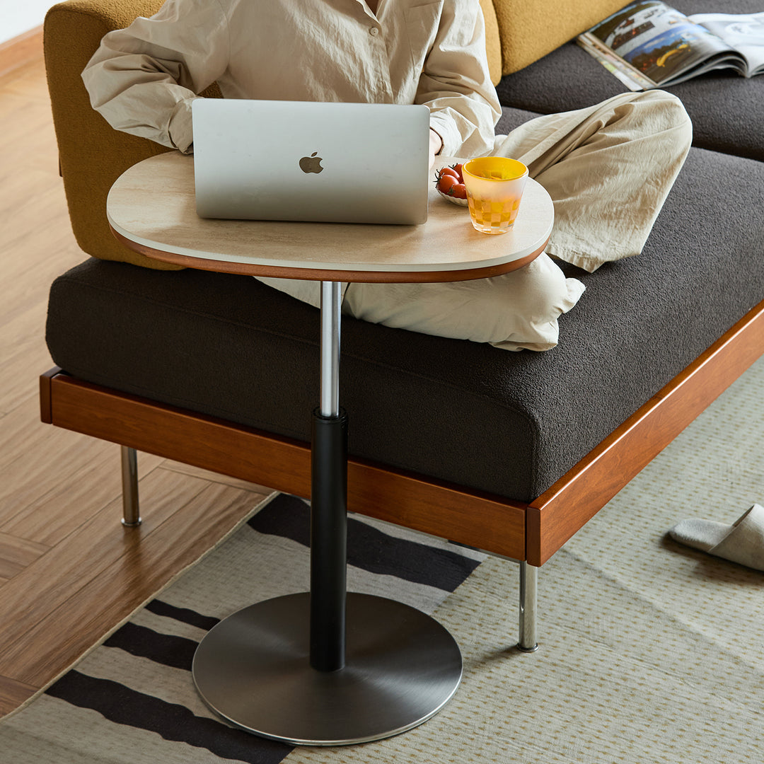 Scandinavian sintered stone height adjustable side table roman in details.