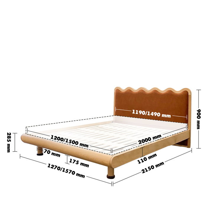 Scandinavian Wood Bed ELLER WAVE Size Chart
