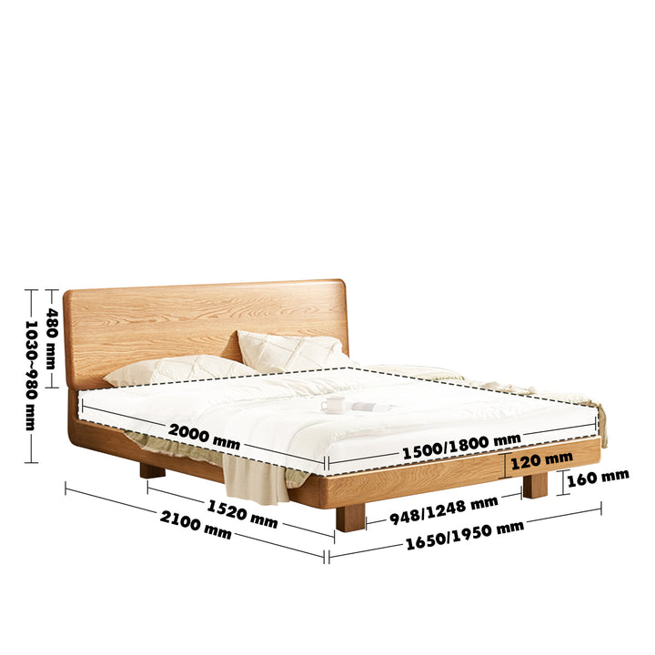 Scandinavian Wood Bed VITASLEEP Size Chart