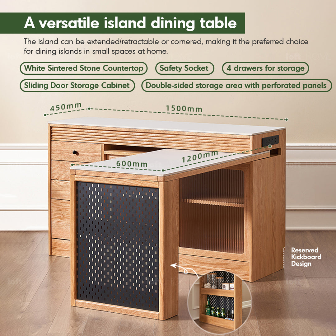 Scandinavian Wood Extendable Cabinet Island HARMONIC Color Variant