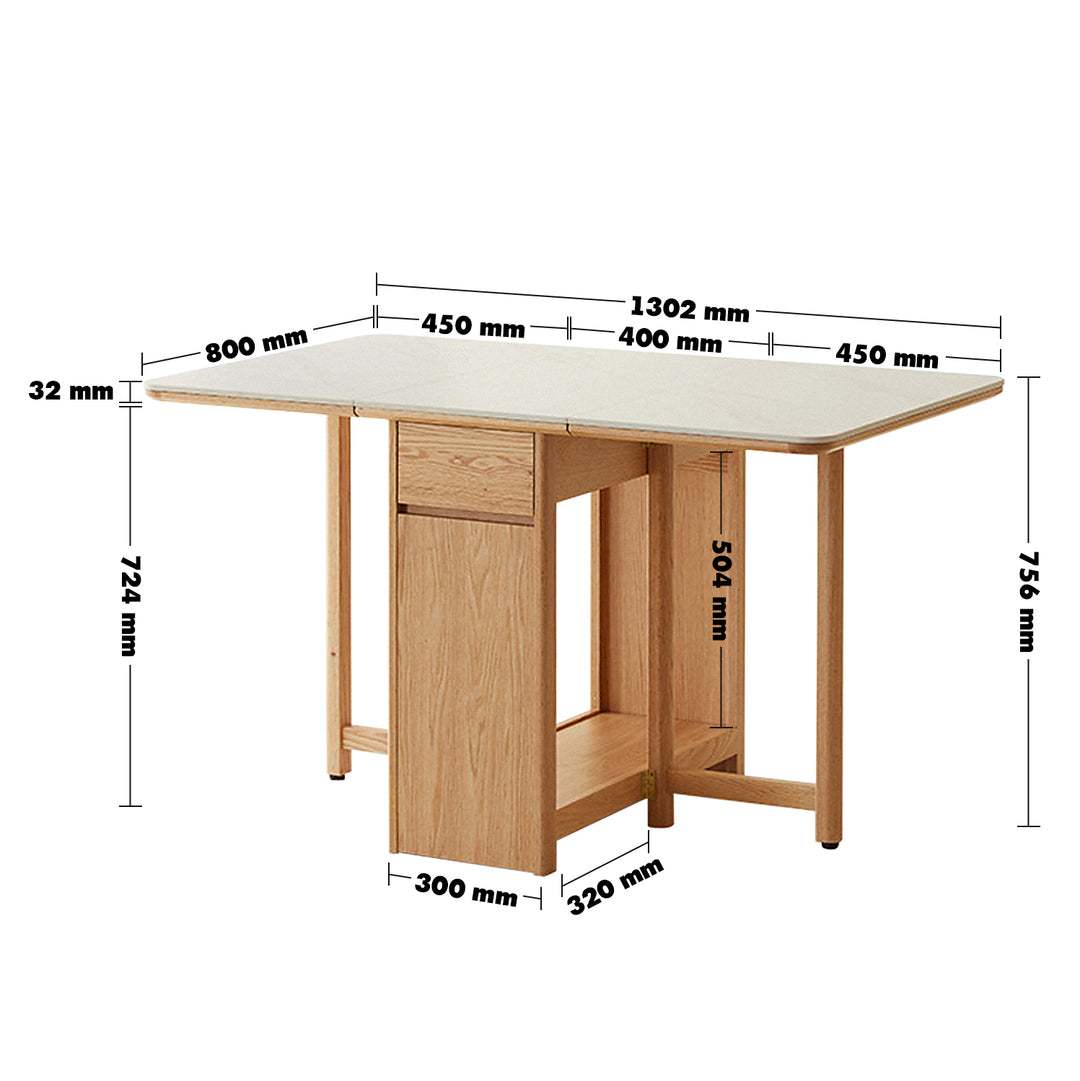 Scandinavian Wood Foldable Dining Table HEMU Size Chart