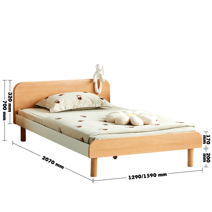 Scandinavian Wood Kids Bed SLUMBER Size Chart