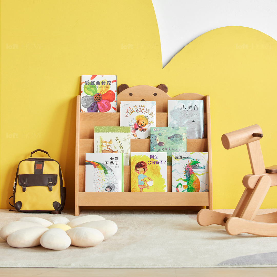 Scandinavian Wood Kids Bookshelf 4 Layers BEAR Color Variant
