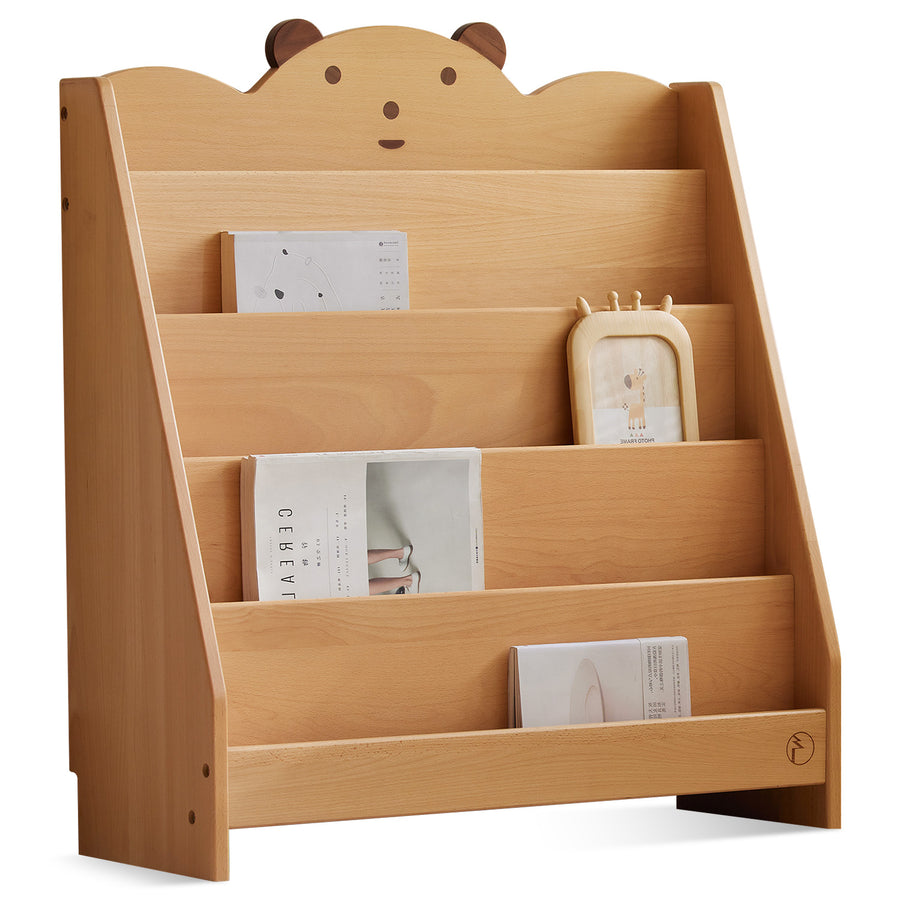 Scandinavian Wood Kids Bookshelf 5 Layers BEAR White Background
