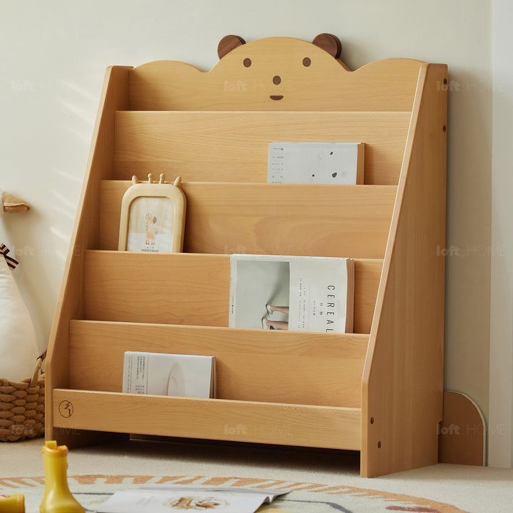 Scandinavian Wood Kids Bookshelf 5 Layers BEAR Close-up