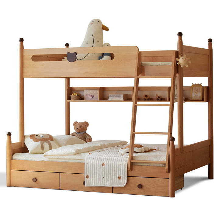 Scandinavian Wood Kids Bunk Bed With Storage BEAR Layered