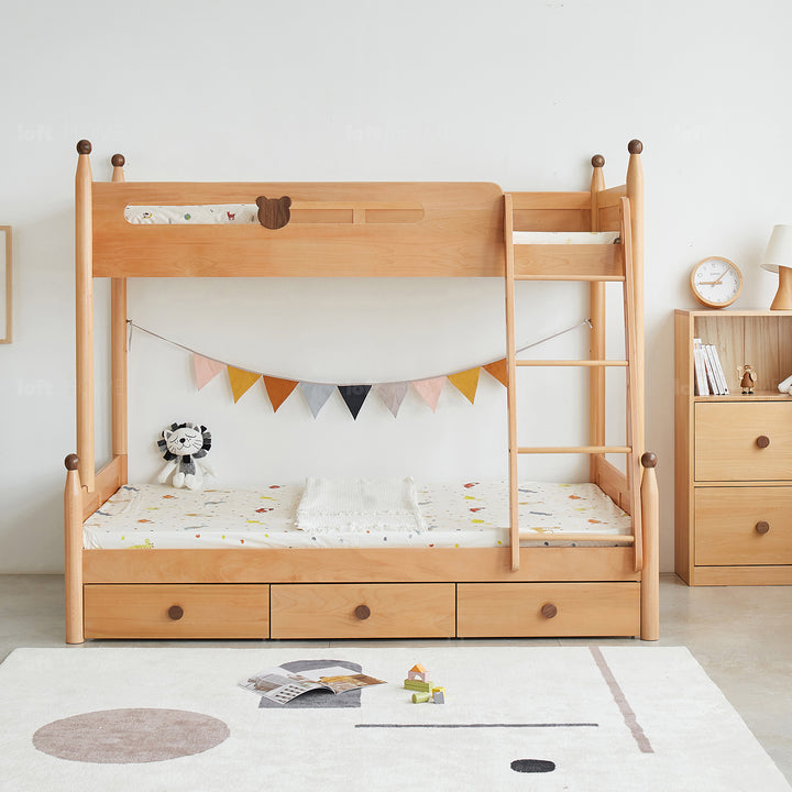 Scandinavian Wood Kids Bunk Bed With Storage BEAR Color Swatch