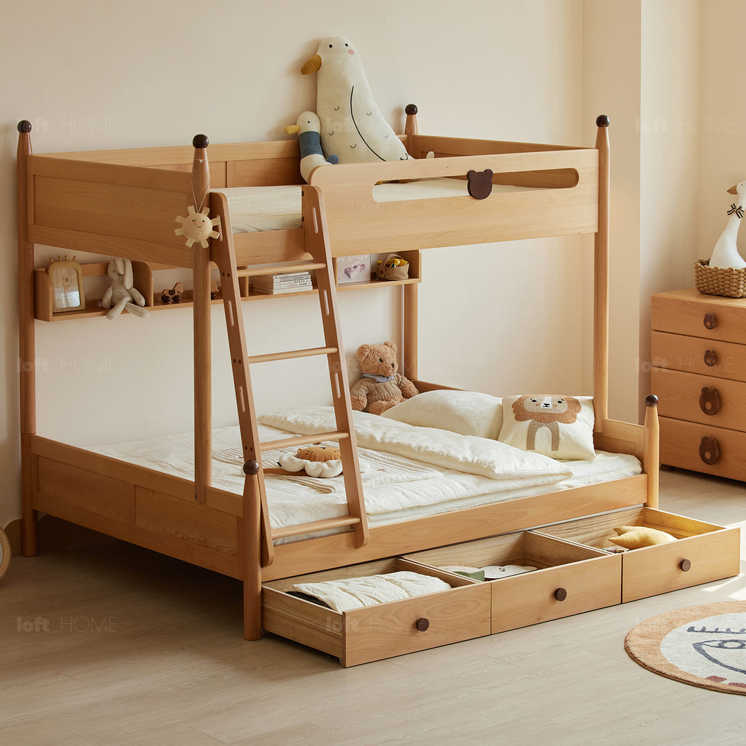 Scandinavian Wood Kids Bunk Bed With Storage BEAR Life Style