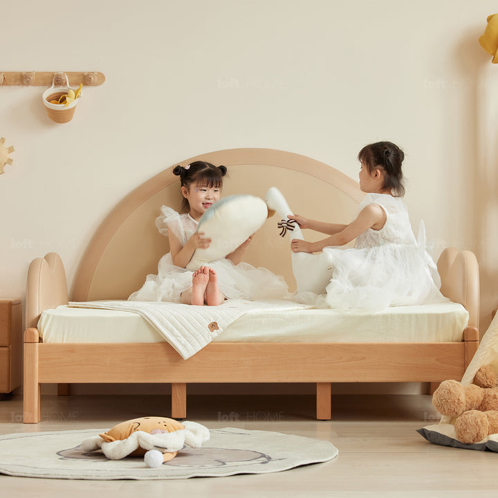 Scandinavian Wood Kids Extendable Bed DEER In-context