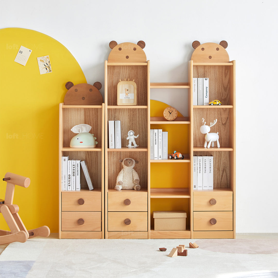 Scandinavian Wood Kids Shelf BEAR In-context