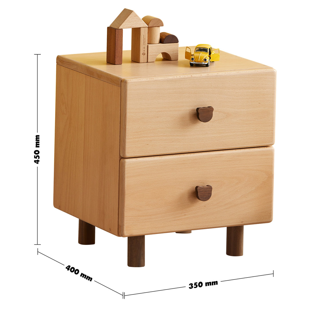 Scandinavian Wood Kids Side Table BEAR Size Chart