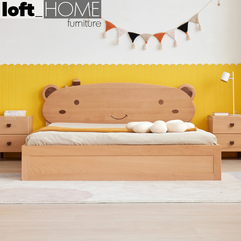 Scandinavian Wood Kids Storage Bed BEAR Primary Product