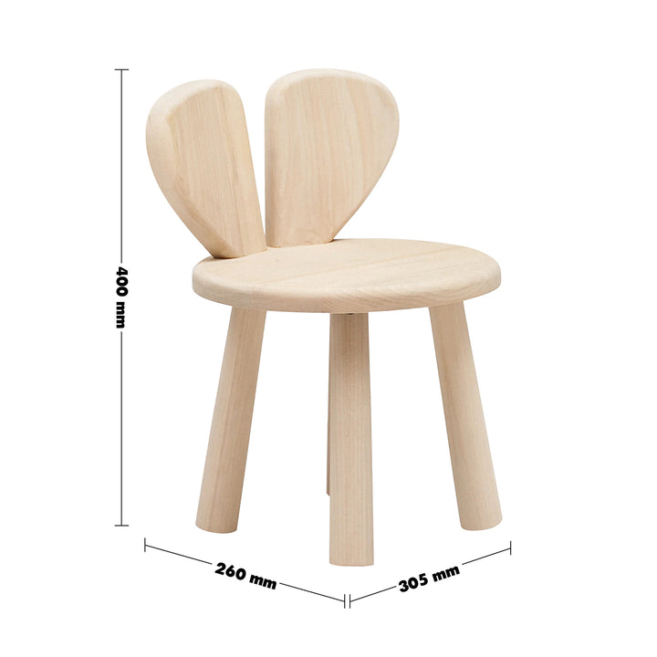 Scandinavian Wood Kids Study Chair BLISS Size Chart