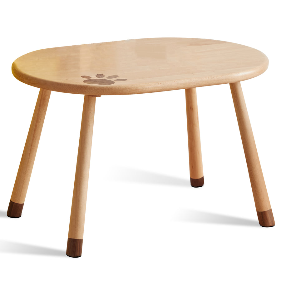 Scandinavian Wood Oval Kids Table BEAR White Background