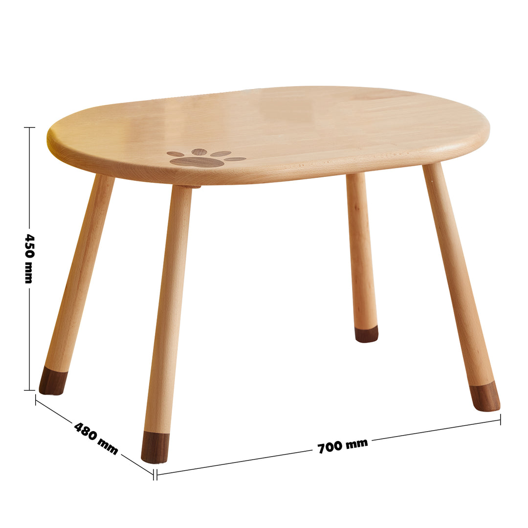 Scandinavian Wood Oval Kids Table BEAR Size Chart
