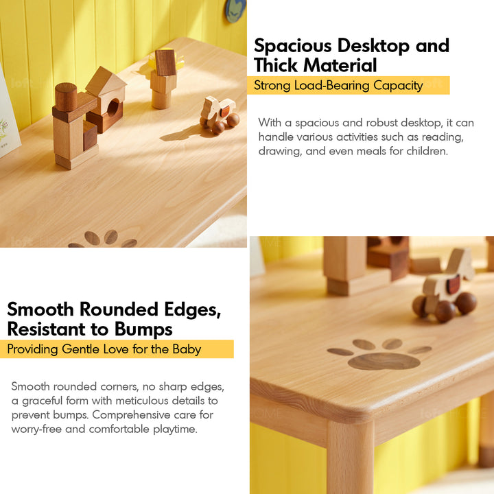 Scandinavian Wood Rectangle Kids Table BEAR Environmental