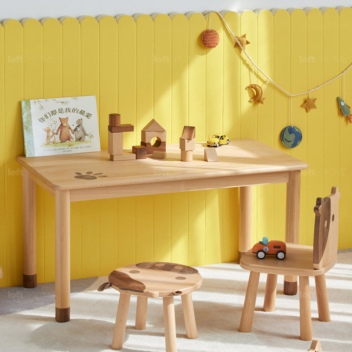 Scandinavian Wood Rectangle Kids Table BEAR Color Variant