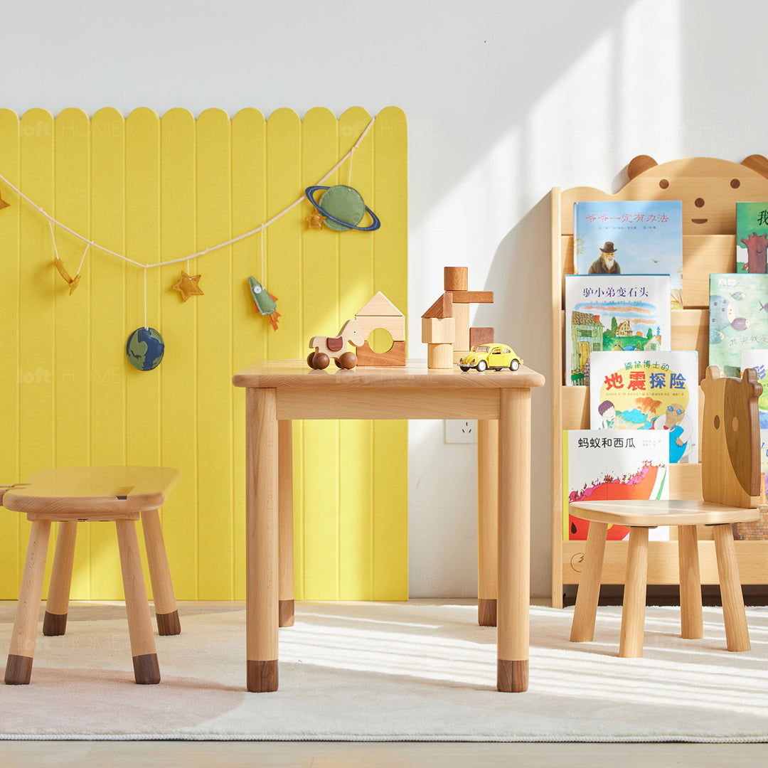 Scandinavian Wood Rectangle Kids Table BEAR Detail