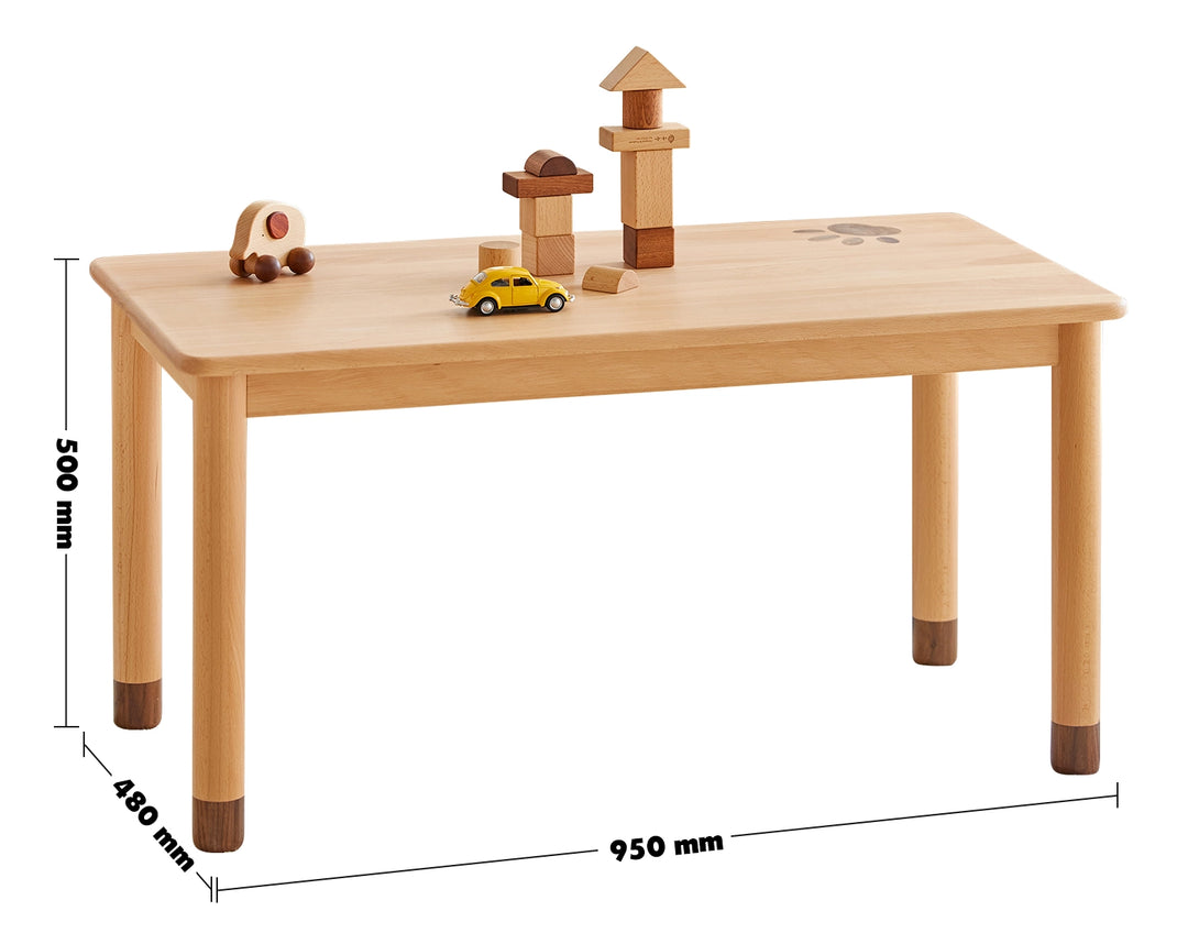 Scandinavian Wood Rectangle Kids Table BEAR Situational