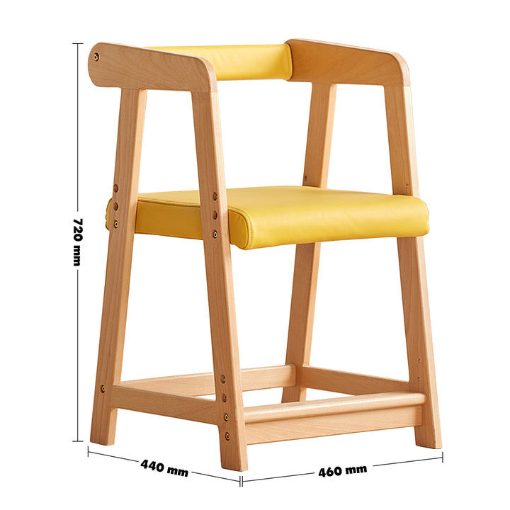 Scandinavian Wood Kids Study Chair ELEVATE Size Chart