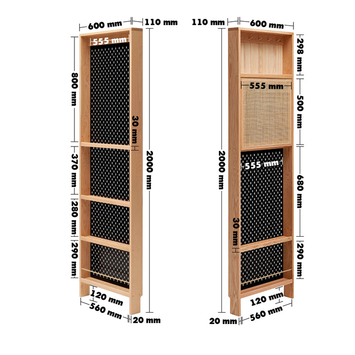 Scandinavian Wood Shelf CHIC SLIM Size Chart