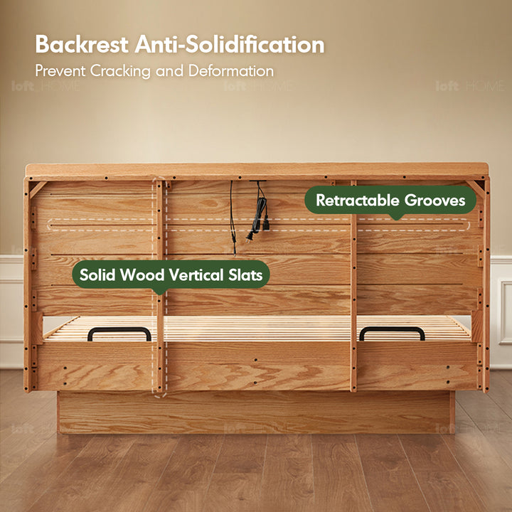 Scandinavian Wood Storage Bed Frame OAKMIST Environmental