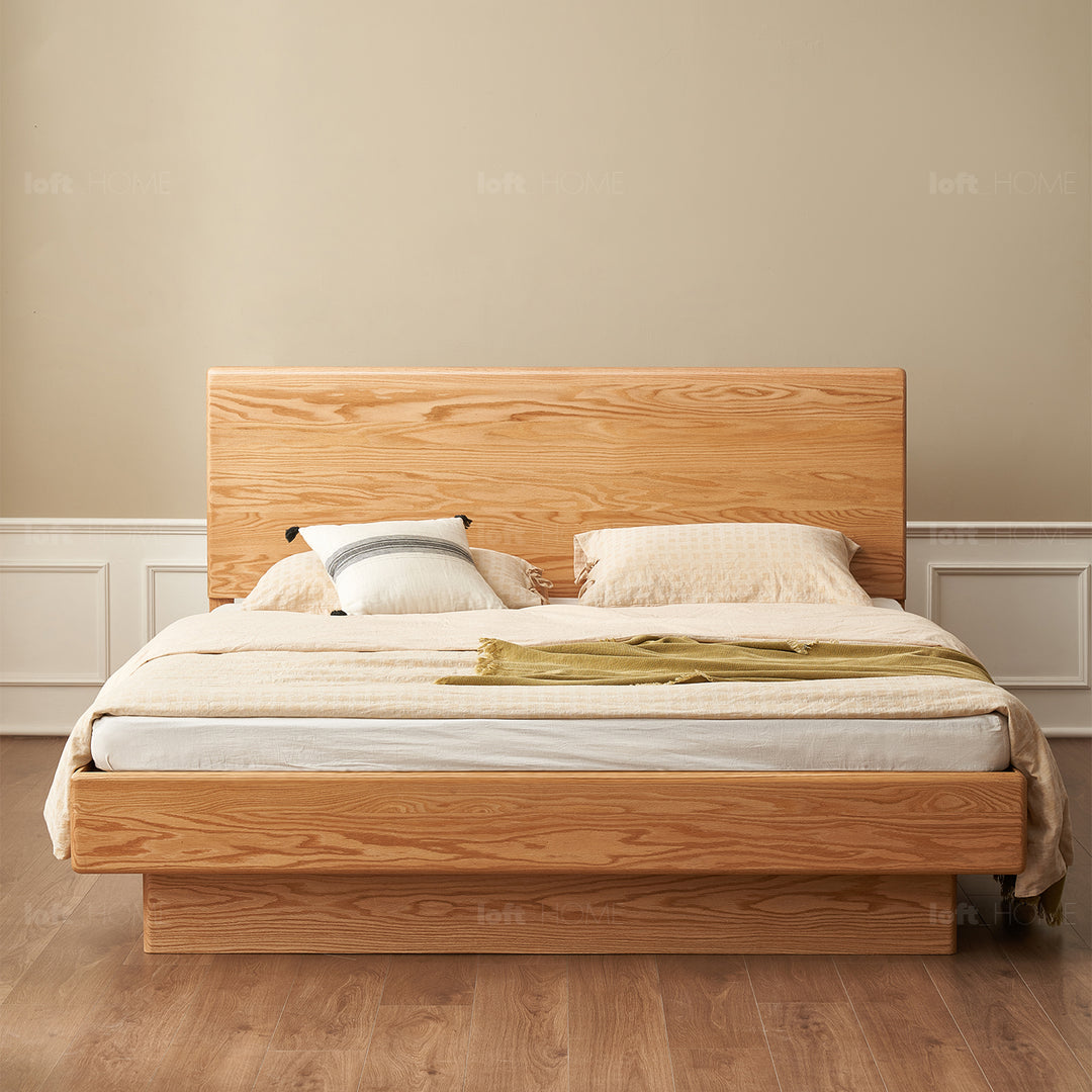 Scandinavian Wood Storage Bed Frame OAKMIST Detail 1