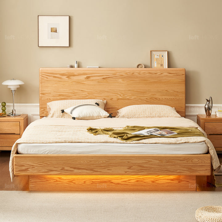 Scandinavian Wood Storage Bed Frame OAKMIST Detail 3