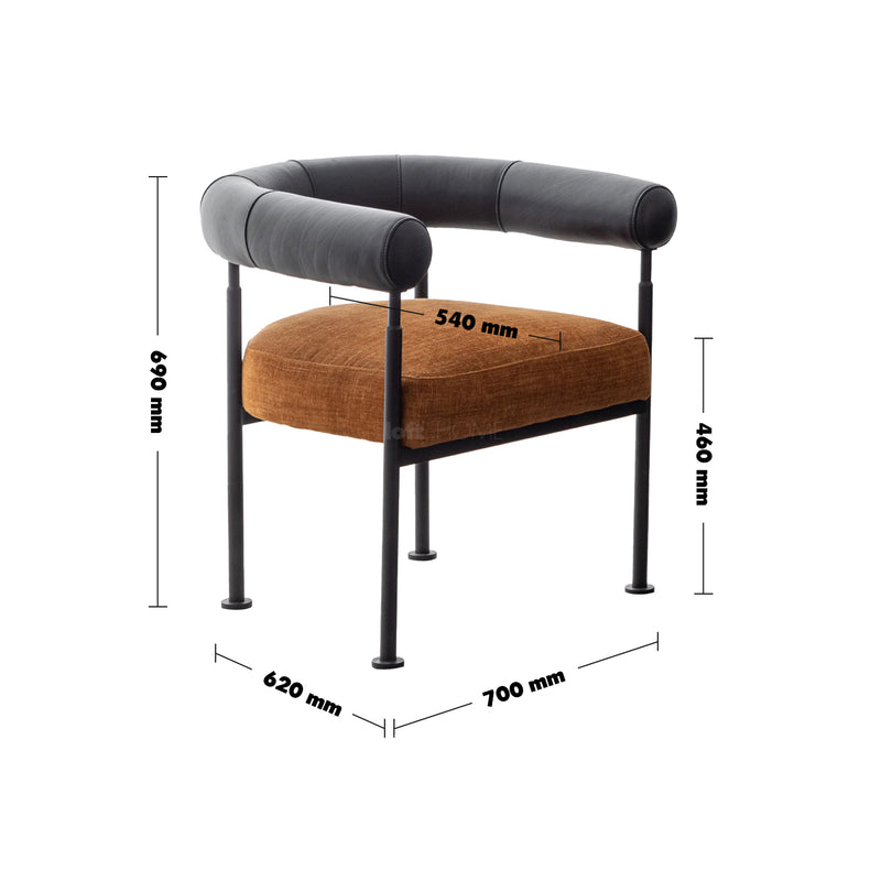 Bauhaus Faux Cashmere Leather Dining Chair NOST Size Chart