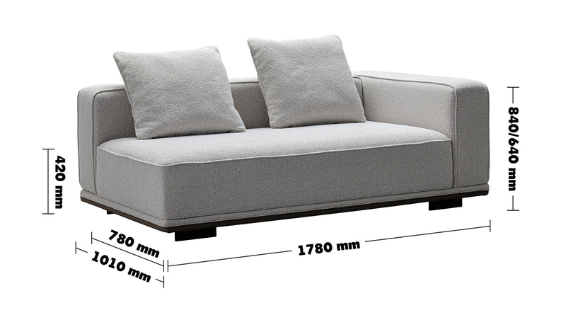Minimalist Mixed Weave Fabric Modular Corner 2 Seater Sofa ELEGANZA Size Chart