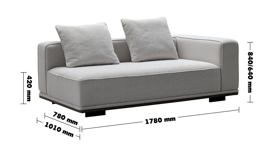 Minimalist Mixed Weave Fabric Modular Corner 2 Seater Sofa ELEGANZA Size Chart