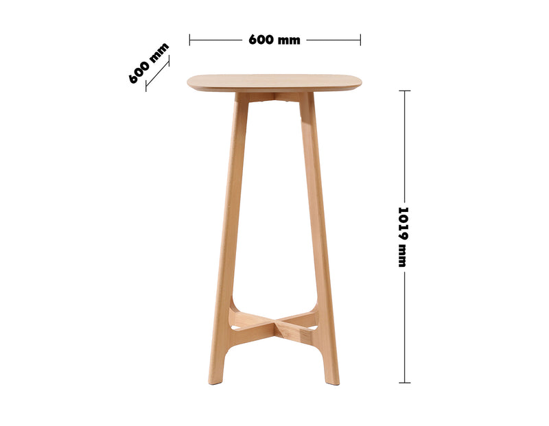 Scandinavian Oak Wood Veneer Round Bar Table ORBIT Size Chart