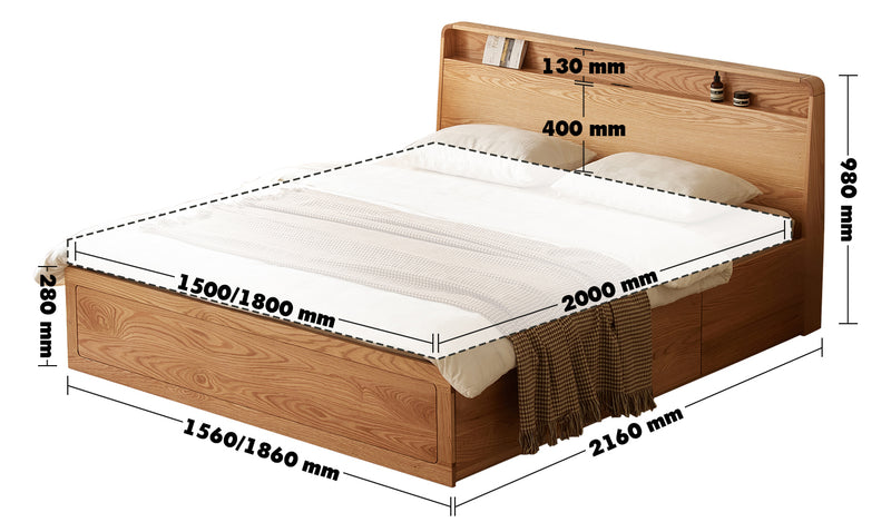 Scandinavian Wood Bed CLASSICDREAM Size Chart