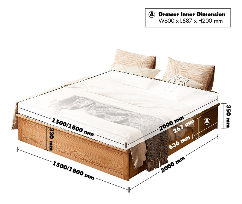 Scandinavian Wood Bed HEMO Size Chart
