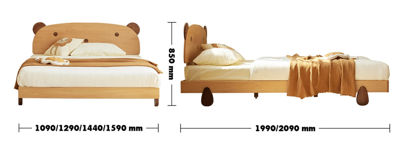 Scandinavian Wood Kids Bed BEAR Size Chart