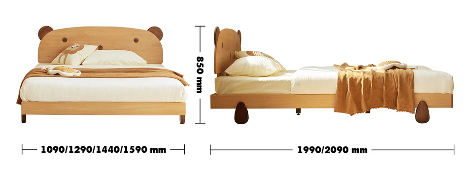 Scandinavian Wood Kids Bed BEAR Size Chart