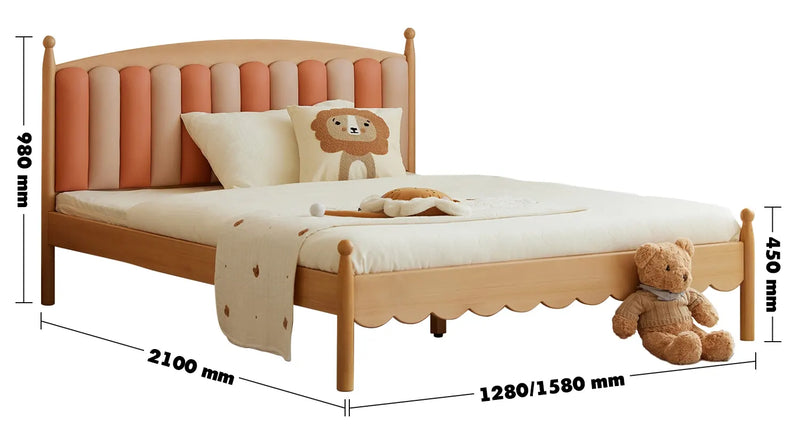 Scandinavian Wood Kids Bed MALLOW Size Chart