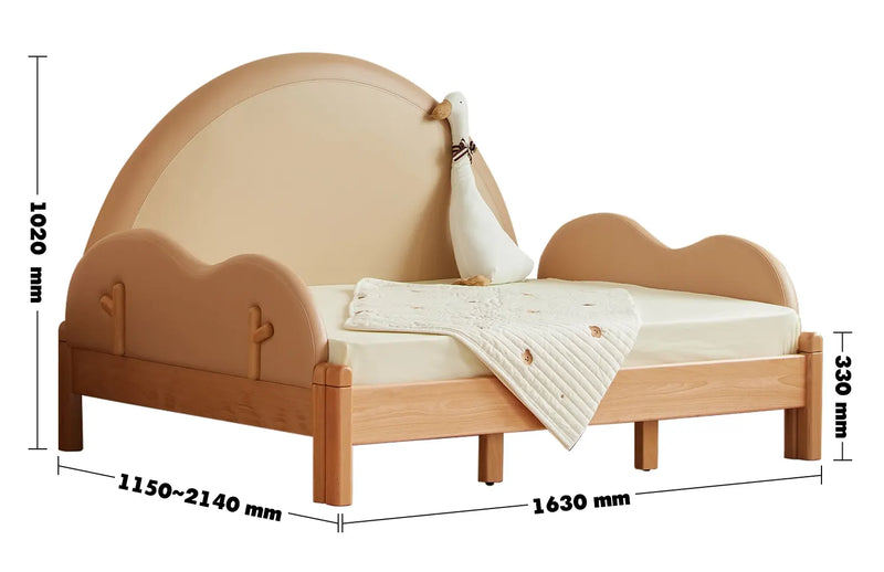 Scandinavian Wood Kids Foldable Bed DEER Size Chart
