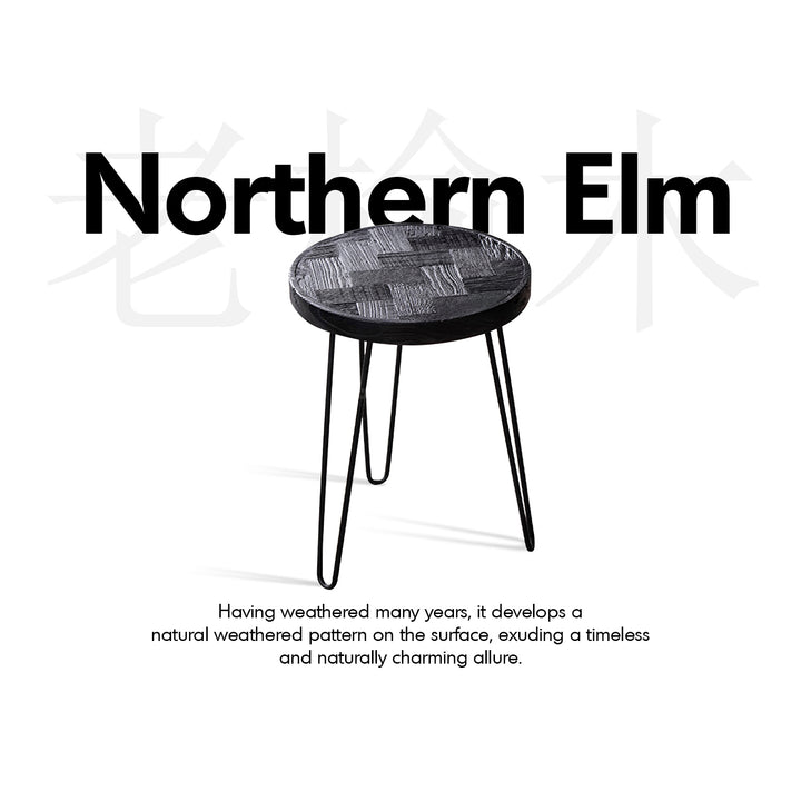 Rustic Elm Wood Round Side Table ECLAT ELM Detail 3