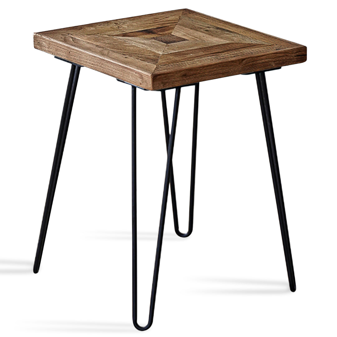 Rustic Elm Wood Square Side Table VELVET ELM Detail 3
