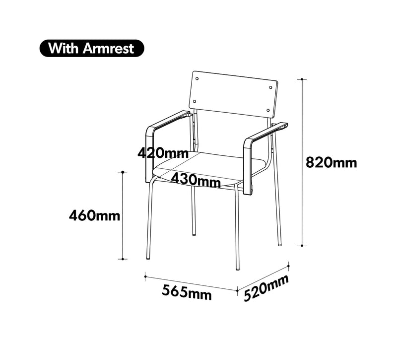 Bauhaus Boxwood Dining Chair PINECONE Size Chart