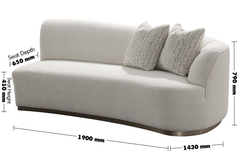 Modern Boucle Fabric Modular Corner 2 Seater Sofa LOOMI Size Chart