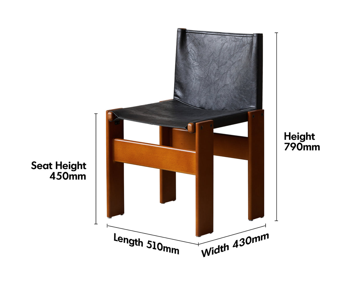 Bauhaus Genuine Leather Dining Chair TANSU Size Chart